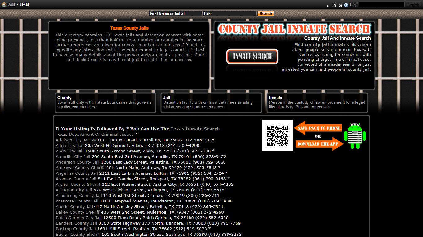 Jails in Texas - County Jail Inmate Search